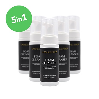 Set la preţ avantajos de 5 x 50ml spume de curăţare Lashes PRO + 5 pensule din lemn gratis